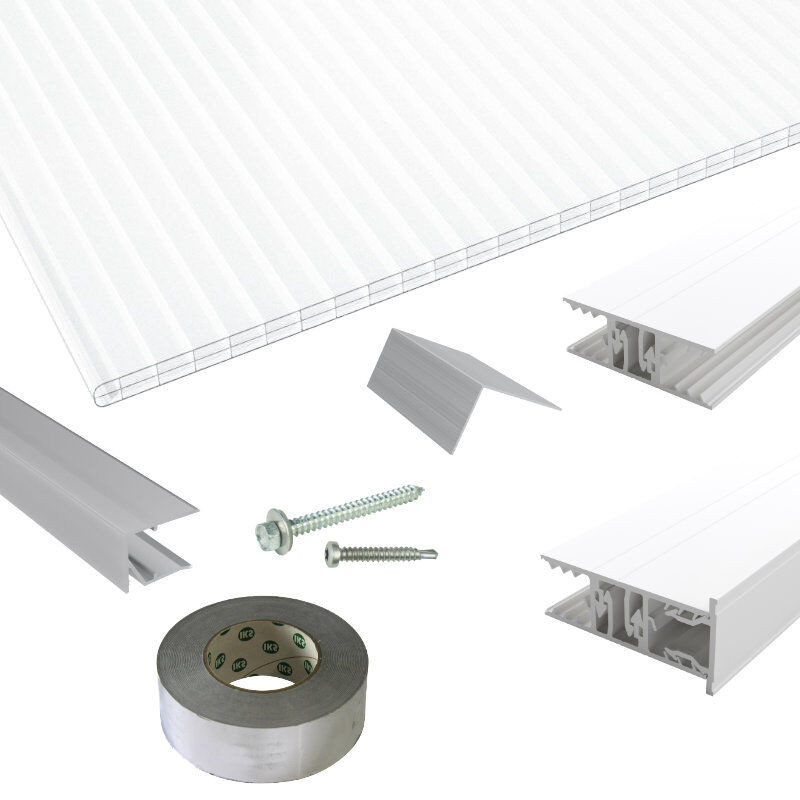 Terrassendach-Set von Friedrich von Lien AG mit Polycarbonat Stegplatten in Opal-Weiß und Zevener Sprosse Verlegeprofil, 16 mm - Bild 1