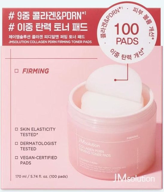 JMSOLUTION Kollagen PDRN Straffende Toner-Pads, 100 Stk, mit Kollagen und Peptide - Bild 1
