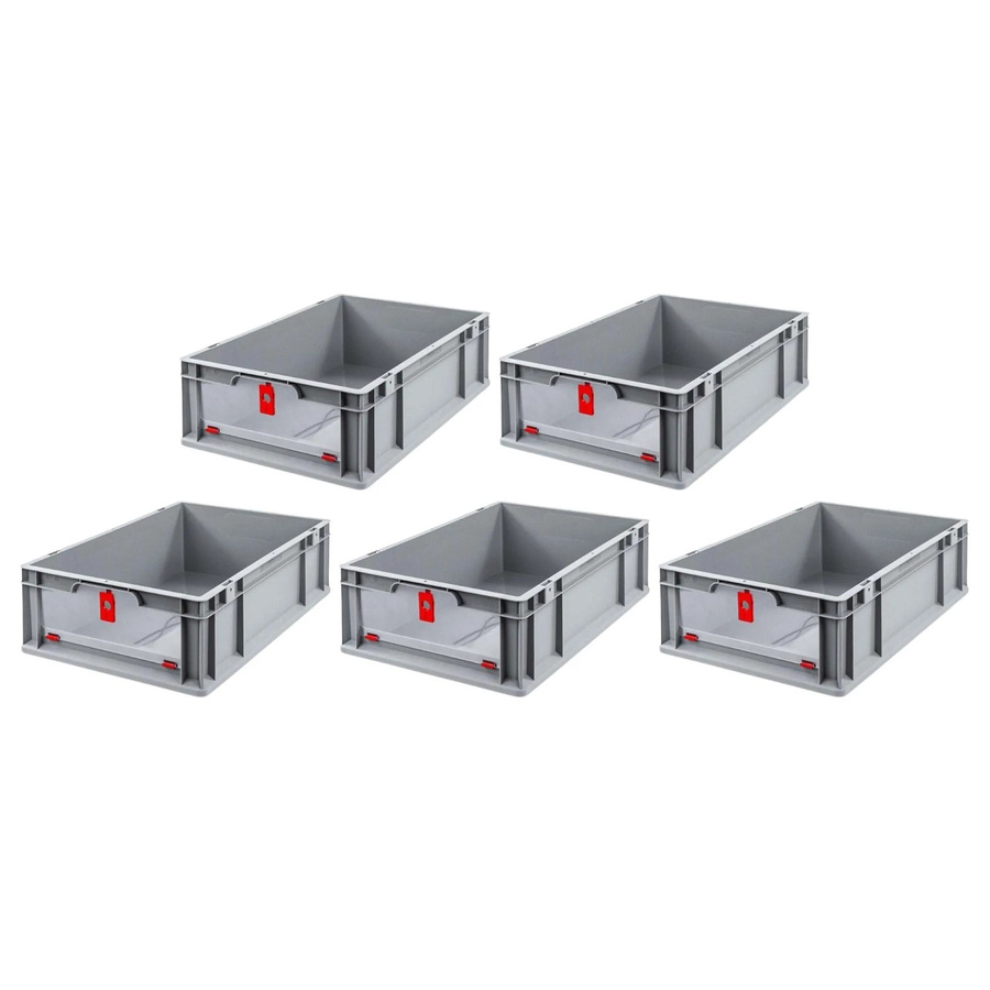 PROREGAL SuperSparSet 5x Eurobox NextGen Insight Cover Transportboxen mit Deckel, Farbe: Rot, H x B x T: 17 x 40 x 60 cm, 34 Liter - Bild 2