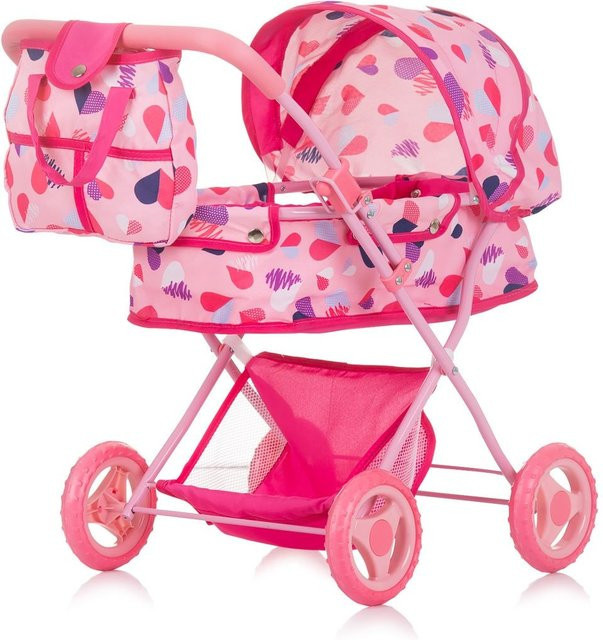Chipolino Dora Puppenwagen pink mit Tasche, klappbar, Korb und Sonnendach - Bild 1