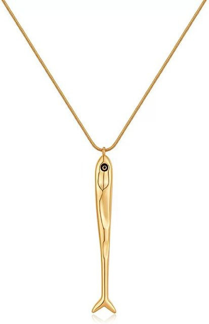 YULIN Halskette Fisch-Anhänger, Edelstahl, Gold, Damen, minimalistisch - Bild 1