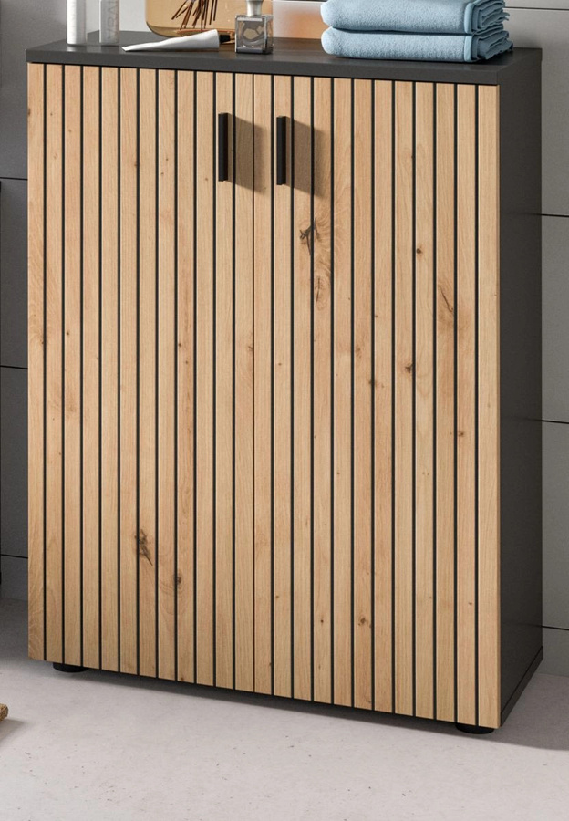 Badezimmer Kommode Livia von Inn.Furn in Eiche und Grau, Breite: 60 cm - Bild 1