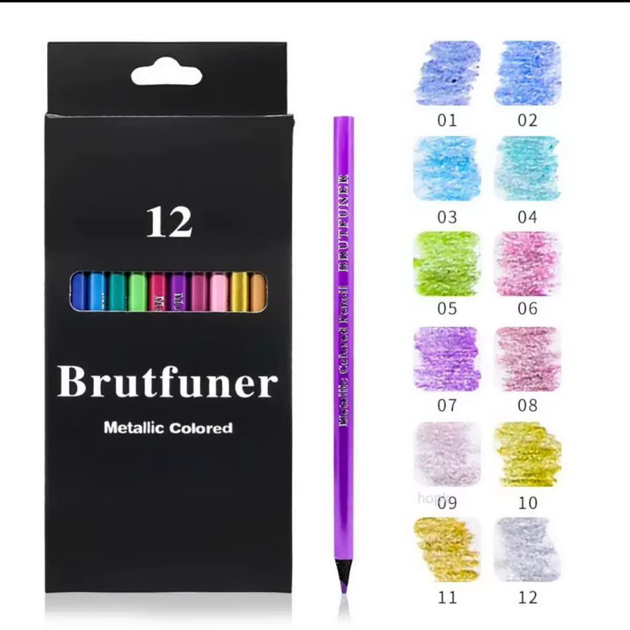 XD-TOPQC 12-farbige metallische Buntstifte in Multicolour für professionelle Künstler zum Zeichnen und Skizzieren - Bild 3