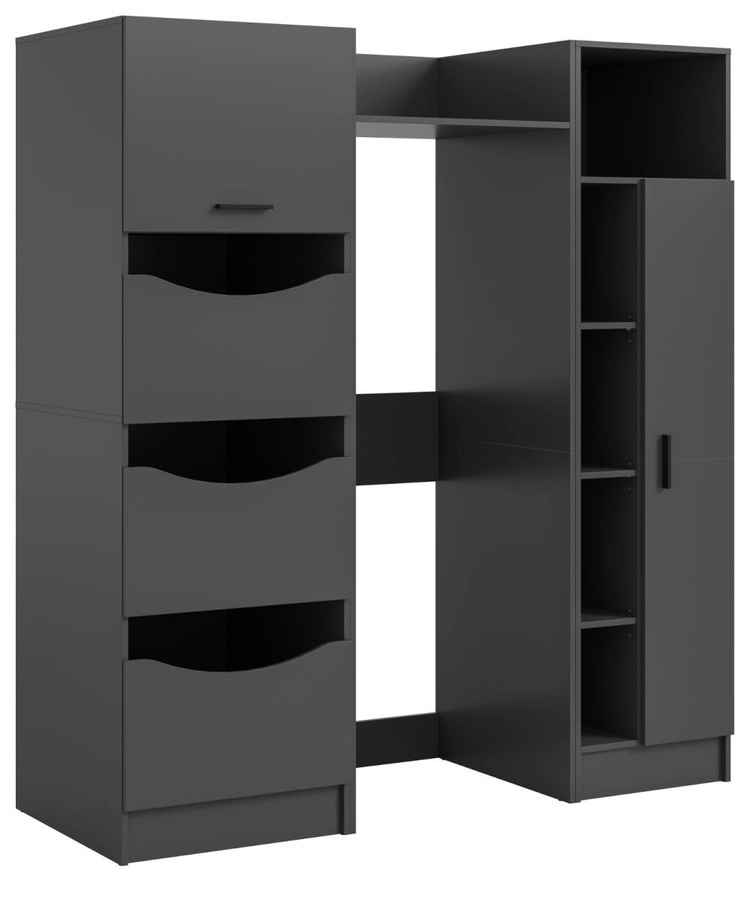 Waschmaschinenumbau Set Flexy in Grau, modern mit Soft-Close-Türen und Regalen, B/H: 176 x 196 cm - Bild 5