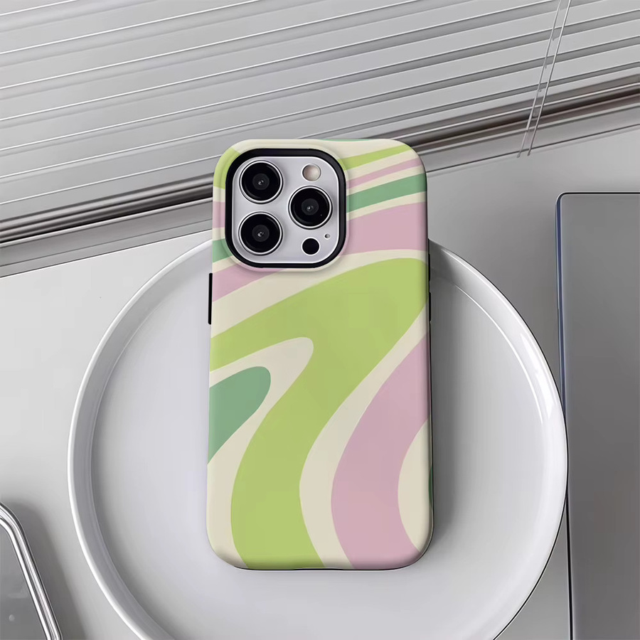 Pastell Waves Handyhülle für iPhone 17 16 15 14 13 12 11 Pro Max Plus mit doppelschichtiger Rückseite in Multicolour von Potdemiel - Bild 3
