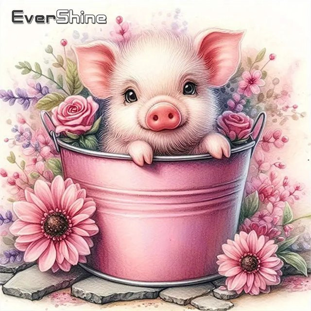 EverShine Diamond Painting Set Schwein Motiv DIY Mosaik Handwerk Multicolour B/B/H: 20 x 20 x 20 cm - Bild 1