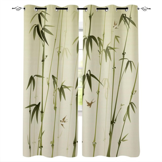 Yiran Furniture Bambus-Fenstervorhänge im orientalischen Stil, 2-teilig, Beige, B: 60 cm, H: 150 cm - Bild 1