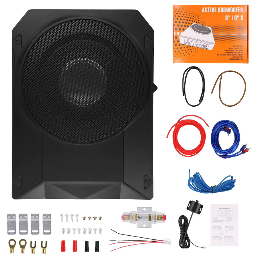 Podofo 10-Zoll Slim Aktiv-Subwoofer in Schwarz mit 1000W für Auto- und LKW-Soundsysteme - Bild 3