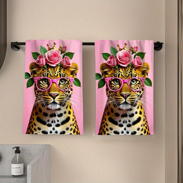 JMG Household Supplies Boho Wandteppich mit Leopardenmuster und Rosen in Pink, B/B: 70 x 140 cm - Bild 1