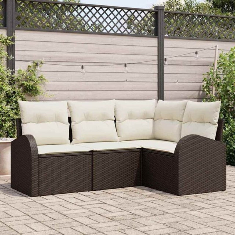 4-teiliges Gartensofa-Set aus Poly-Rattan in Braun mit Kissen von vidaxl - Bild 1