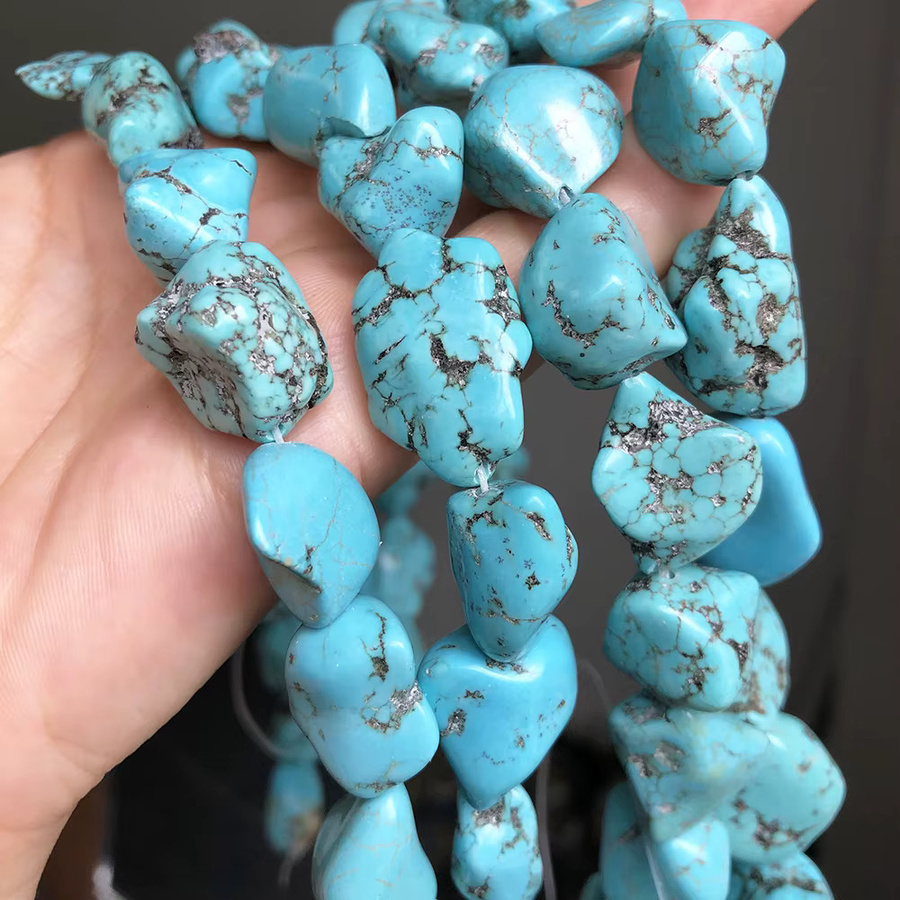 Halskette TTUIJI, blaue Türkis-Steinperlen, Unisex - Bild 4