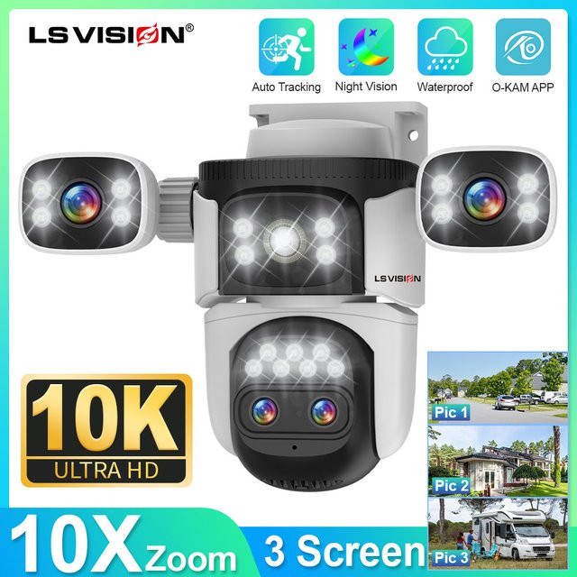 LS VISION 20MP Wifi Außenüberwachungskamera mit 10X Zoom, PTZ IP Sicherheitscamera mit Auto Tracking in Weiß - Bild 1