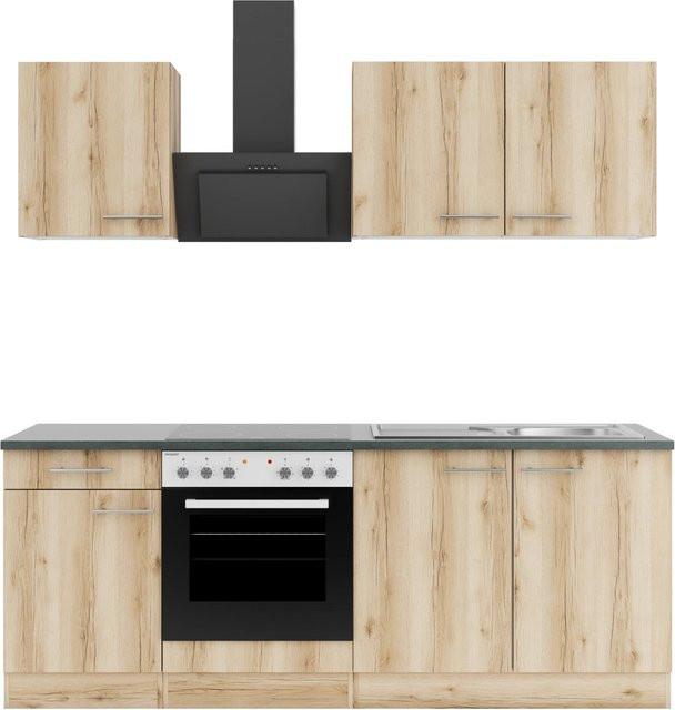 OPTIFIT Livorno290 Küchenzeile in Wildeiche mit Anthrazit, Breite: 210 cm - Bild 1