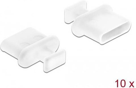 Delock Staubschutz für USB Type-C Buchse mit Griff, 10 Stück, weiß - Bild 1