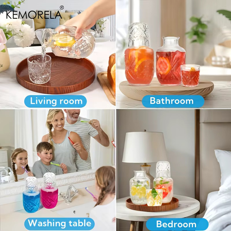 KEMORELA Kristallglas Trinkset mit Karaffe und Tassen, transparent, 500 ml - Bild 3