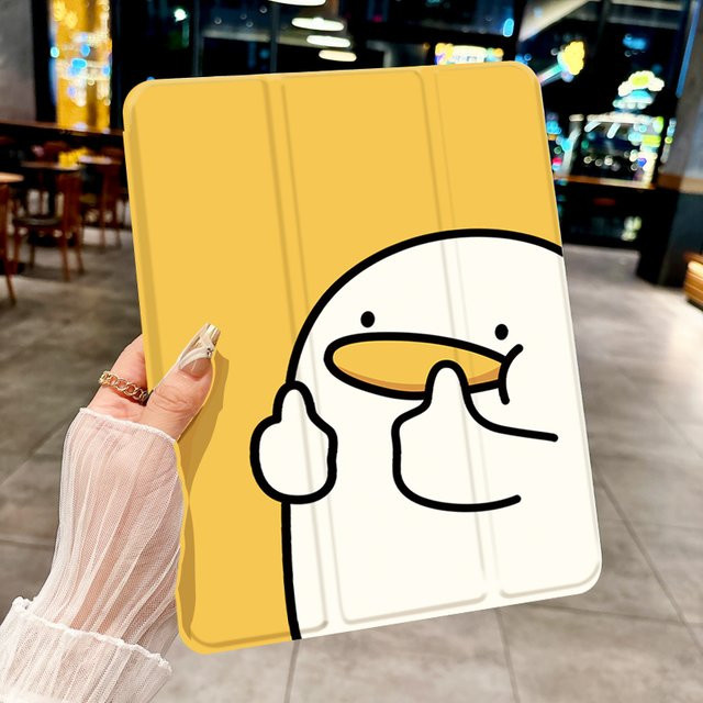 Apple iPad Pro und iPad Air Tablet-Hülle mit Daumen-up-Design in Transparent und Gelb - Bild 1