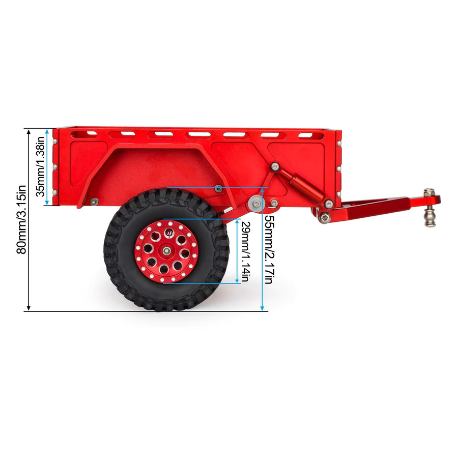MALOM RC TRX4M Aluminium-Allzweckanhänger mit Anhängerkupplung, 1:18, Metall - Bild 1
