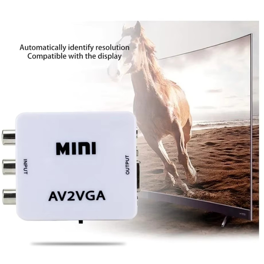 Mini Video-Konverter RCA AV zu VGA in Weiß mit 1080P Auflösung - Bild 2