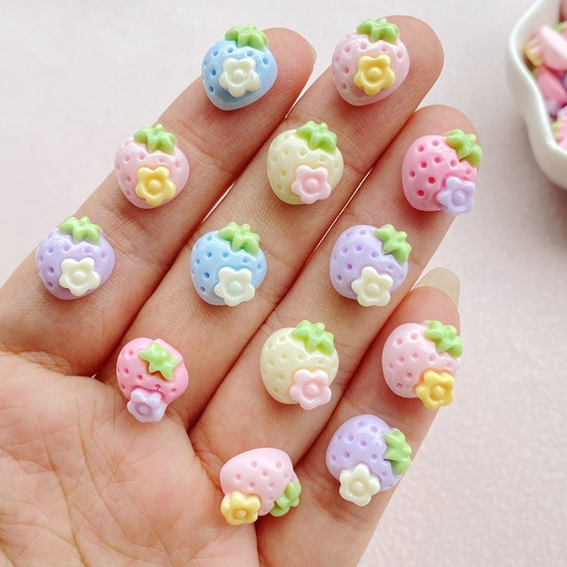 TSXJY Nail Art Charms, Erdbeer Design, 30 Stück, Glänzend, Unisex - Bild 1