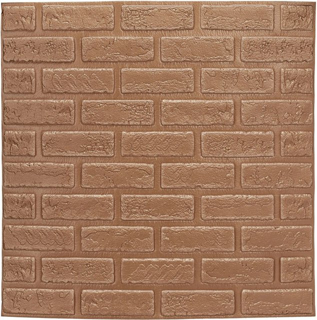 Relaxdays Wandpaneele aus Schaumstoff in Bronze mit Ziegeloptik, selbstklebend, B/H: 70 x 70 cm, Tiefe: 0,5 cm - Bild 1