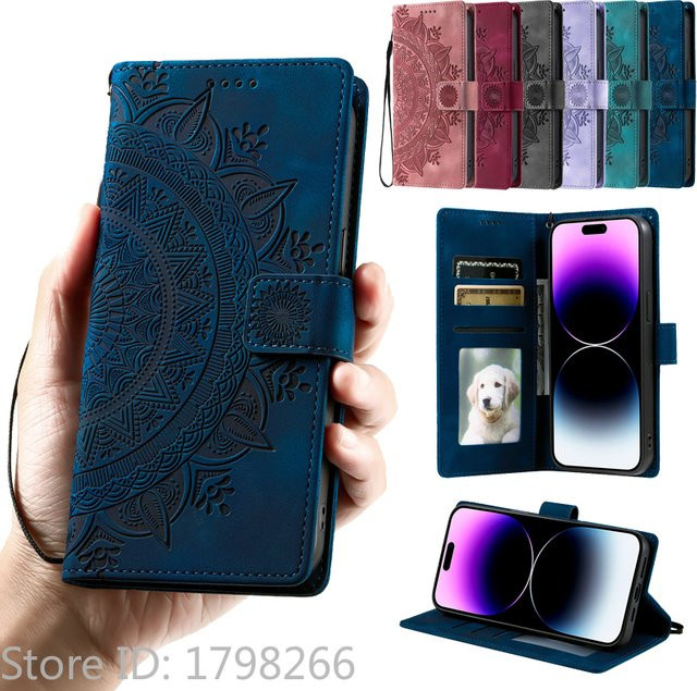 Luxus Leder Handyhülle mit Brieftaschenfunktion für iPhone 11 bis iPhone 17 Air von KL-Boutiques in Rot oder Blau - Bild 1