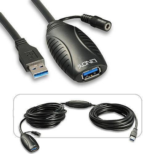 Lindy USB 3.2 Gen1 Aktivverlängerungskabel USB-A auf USB-A, Schwarz, 10 m - Bild 1