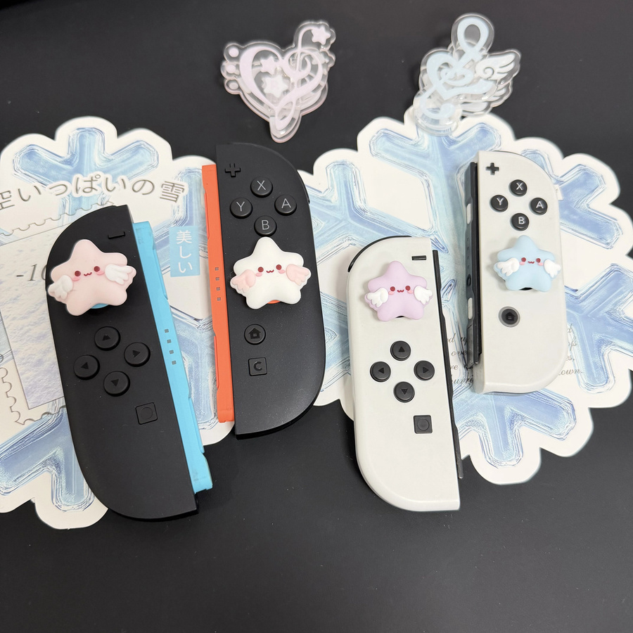 Bandai Joystick-Kappen mit Sternflügel-Design aus weichem Silikon für Nintendo Switch OLED und PlayStation 5 Controller, Multicolour - Bild 1