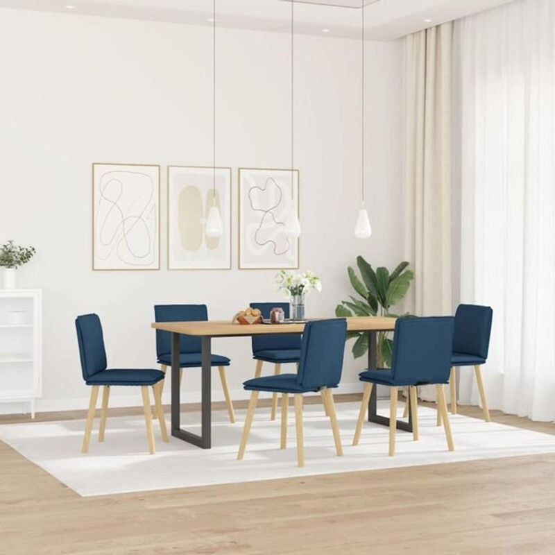 Set aus 6 Esszimmerstühlen in Blau aus Stoff im skandinavischen Design von vidaxl - Bild 1