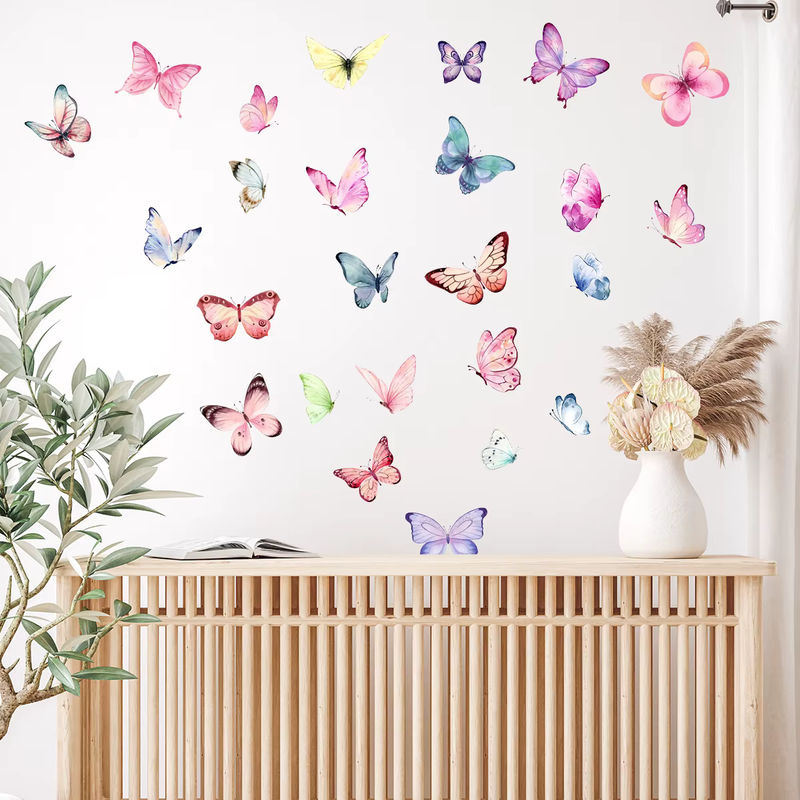 2er-Set BRUP Aquarell Schmetterling Wandaufkleber in Mehrfarbig für Kinderzimmer und Wohnzimmer - Bild 2