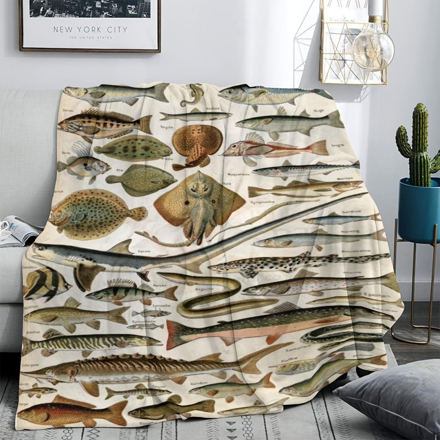 Moderne Flanell-Fleece-Decke mit Fischkollektion von JMG Household Supplies, fleckenabweisend und leicht, B/H: 70 x 100 cm - Bild 2
