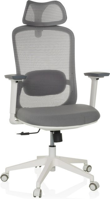 hjh OFFICE Profi Bürostuhl MIKEO G in Grau mit Stoff und Netzstoff sowie Armlehnen - Bild 1