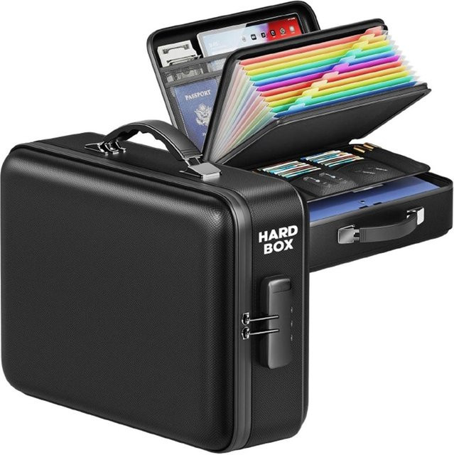 Sichere Dokumentenbox von Fair Deal Direct mit Passwortverschluss, wasserdicht und tragbar, Farbe Schwarz, A4 - Bild 1