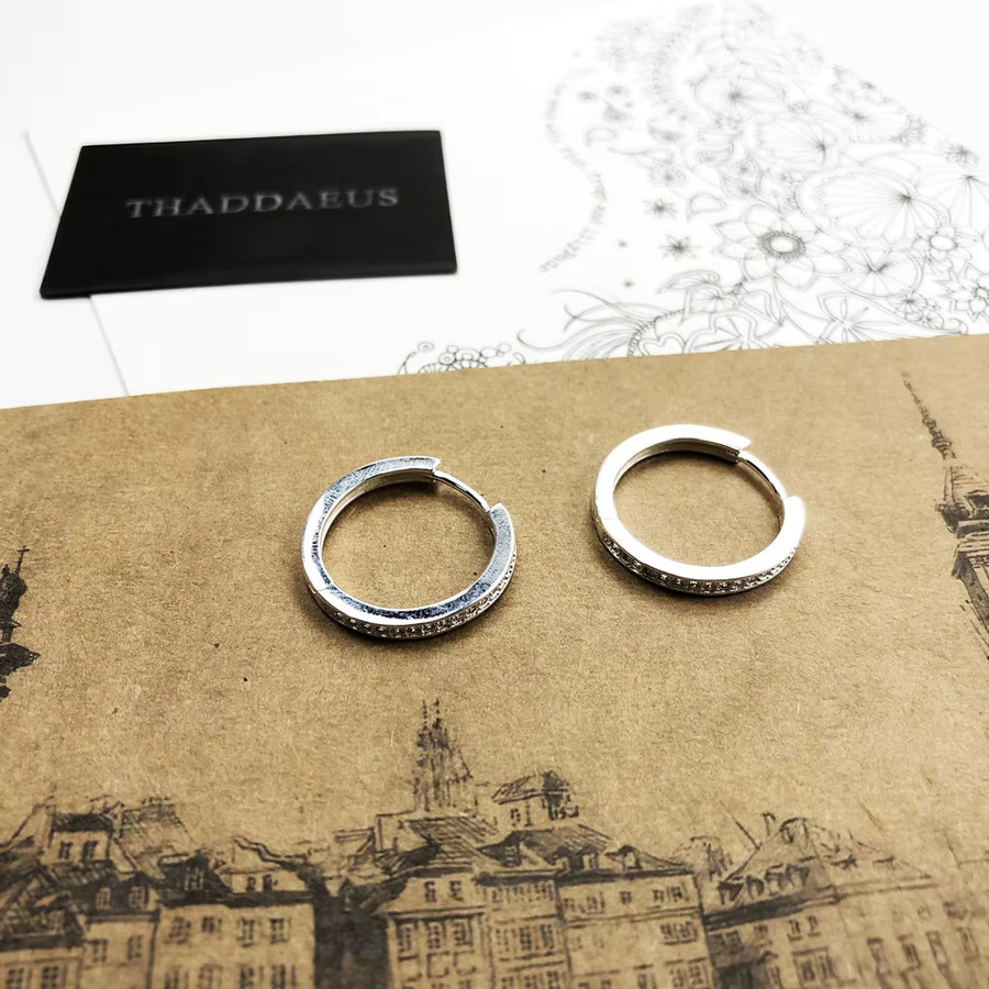 Thaddaeus Creolen-Ohrringe 925 Sterlingsilber, weiße Steine, 23 mm, Unisex - Bild 4