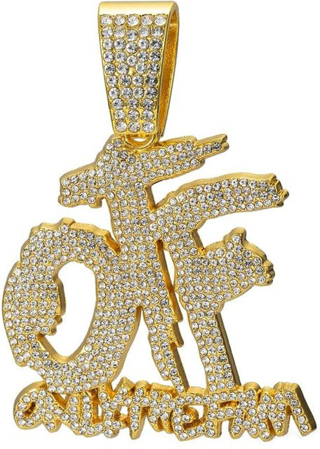 YIRAN Halskette, Englischer Buchstabe OTF Anhänger, Messing, Gold, Zirkonia, Unisex - Bild 1