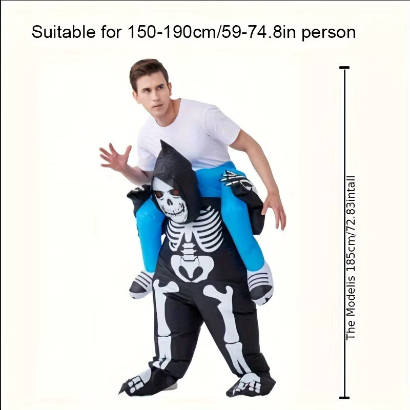 Hangchen Family Skelett-Kostüm, Unisex, Schwarz - Bild 2