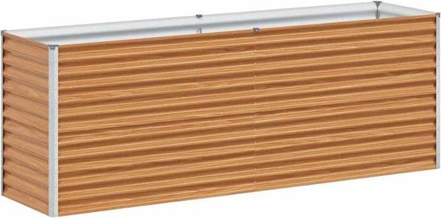 vidaXL Hochbeet aus verzinktem Stahl in Hellbraun, B/T/H: 195 x 50 x 68 cm - Bild 1