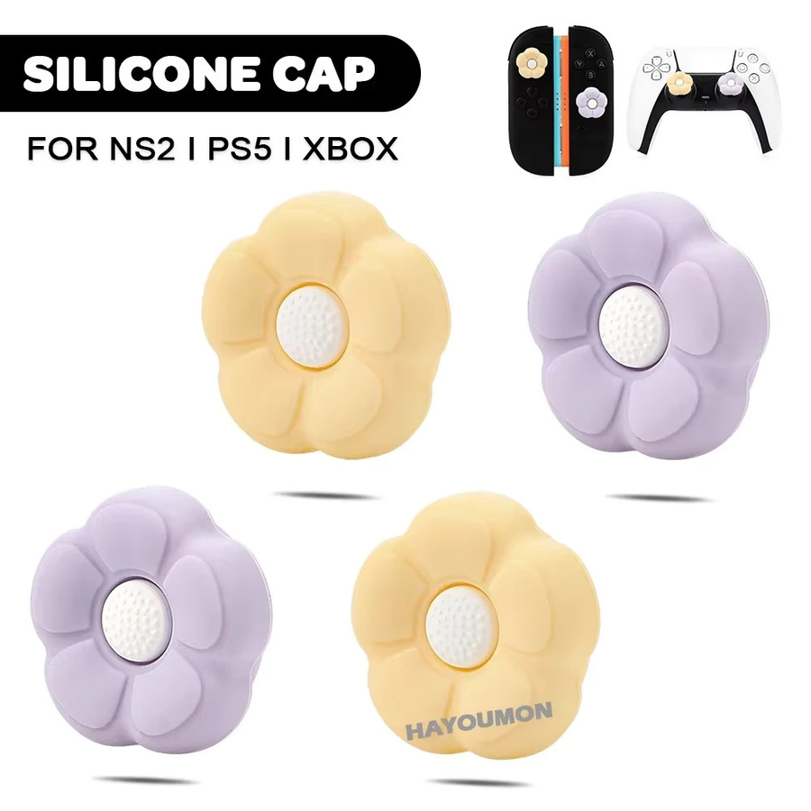 HeroAngel 4er-Set Silikon Joystick-Kappen im Blumen-Design für Nintendo Switch Joypad Controller, Blau und Mehrfarbig - Bild 2