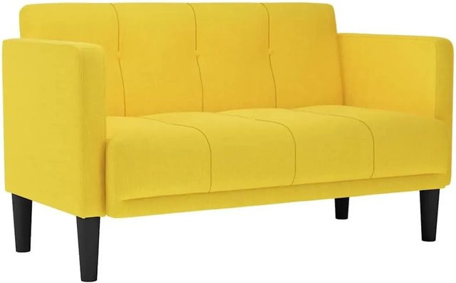 vidaXL Zweisitzer-Sofa Gelb mit Stoffbezug und Armlehnen B: 124 cm, H: 74,5 cm, T: 67 cm - Bild 1