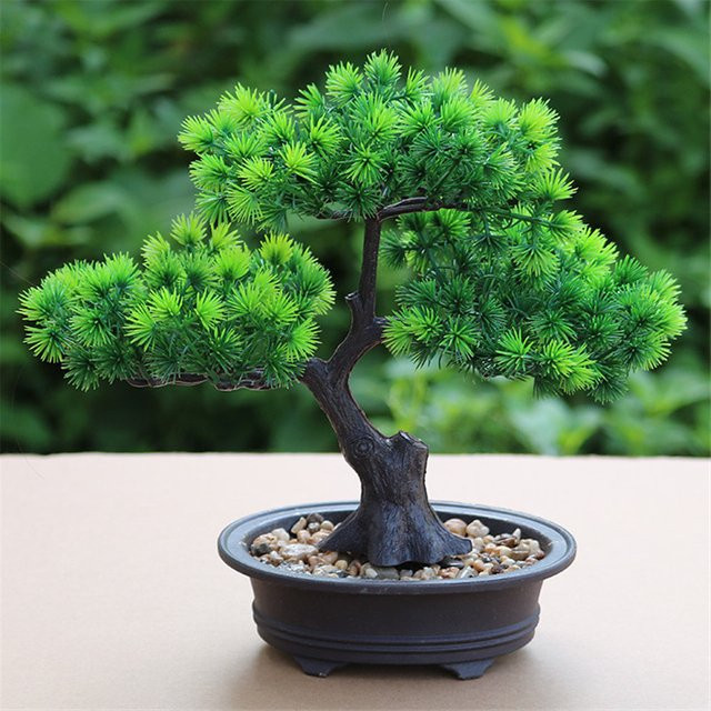 MINIDEAL Künstlicher Bonsai Zen Kiefer in Grün als Desktop Dekoration - Bild 1