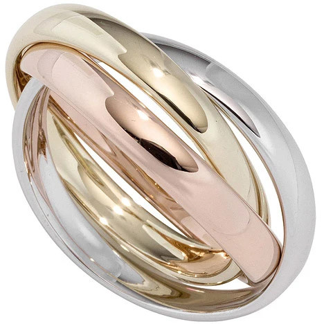 Colfem Ring 585 Gold tricolor, 3-reihig verschlungen, Damen, Größe 60 - Bild 1