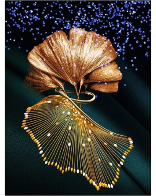 TPFLiving Luxus Poster Leinwand mit abstrakten Motiven in Schwarz, Blau und Gold, B: 21 cm, H: 30 cm - Bild 1