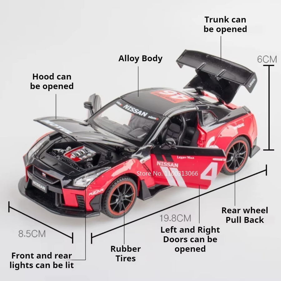 MAKEDA 963 GTR Modelle Autos, Rennwagen, 1:22, mit Licht und Sound, Rot - Bild 6