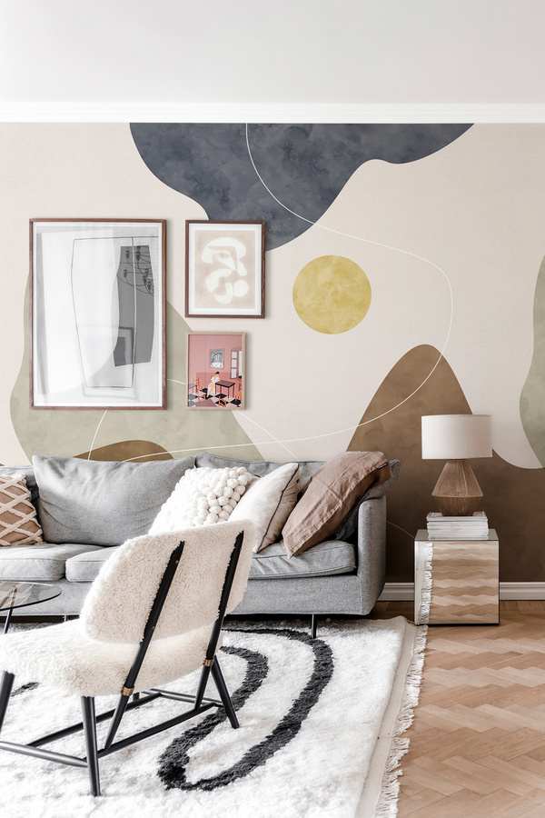 Rebel Walls Mural Terrain - Earth Wandtattoo Landschaft Abstrakt in Weiss Beige Braun Blau Multicolour - Bild 1