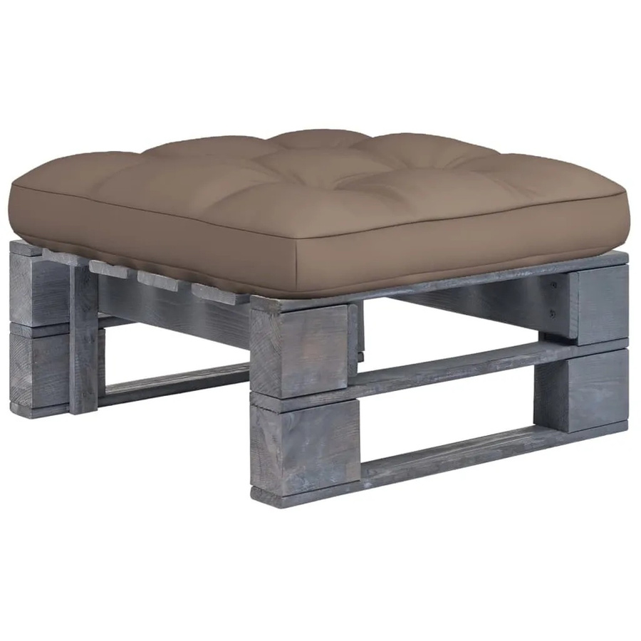 vidaXL Outdoor-Ottomane aus imprägniertem Kiefernholz mit Polstern in Grau-Taupe, B/T/H: 60 x 60 x 25 cm - Bild 2