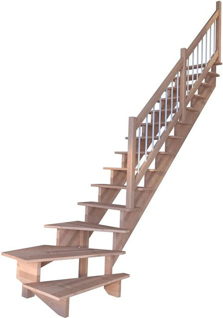 StarWood Treppe Lindos Pro Winder aus Buche mit Edelstahl-Geländer in Weiß und Braun, Breite: 80 cm - Bild 1