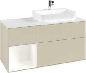 V&B Finion Waschtischunterschrank in Silbergrau lackiert mit integrierter Beleuchtung und internen Schubladen, Breite: 120 cm - Bild 1