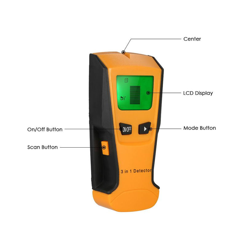 Kkmoon 3-in-1 Multifunktions-Wanddetektor mit LCD-Digitalanzeige zum Finden von Metall, Holz und AC-Kabeln in Orange - Bild 2