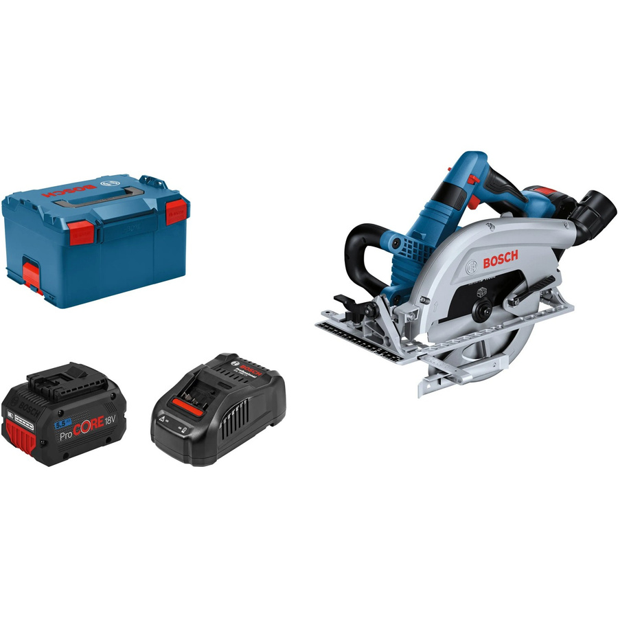 Bosch Professional Akku-Handkreissäge GKS 18V-70 L mit 2 x 5 Ah Akkus in L-Boxx, Blau - Bild 2