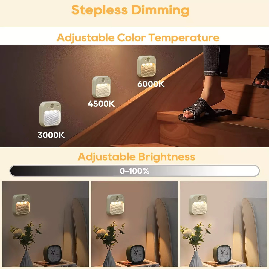 ATcomm LED Nachtlicht mit Bewegungssensor, USB wiederaufladbare Nachtlampe in Weiß für Schlafzimmer, Treppe, Flur und Schrank - Bild 6