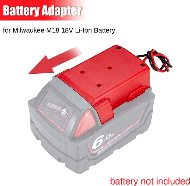 Milwaukee Batterie Adapter für M18 XC18 18V Li-Ion Akkus in Rot mit 14 AWG Drähten - Bild 1